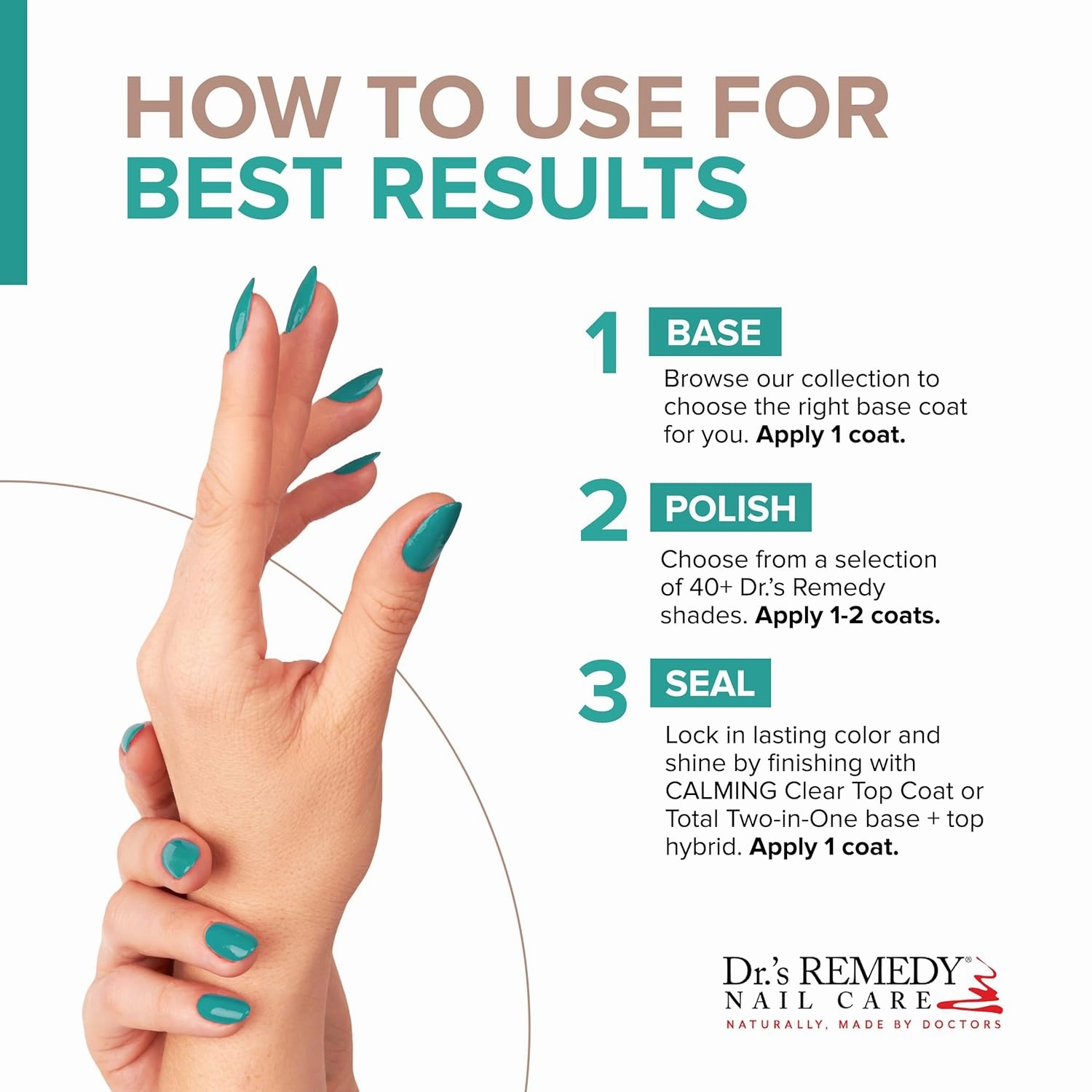 Dr’s Remedy Nail Polish, All Natural Enriched Nail Strengthener Non Toxic and Organic - JUBILANT Jade