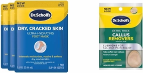 Dr. Scholl's Ultra Hydrating Foot Mask 3 Pack and Extra Thick Callus Remover 4ct Bundle, Intensely Moisturizes Repairs and Softens Rough Dry Skin