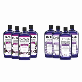 Dr Teal's Foaming Bath Bundle with Pure Epsom Salt, Black Elderberry with Vitamin D, 34 fl oz (Pack of 4) and Soothe & Sleep with Lavender, 34 fl oz (Pack of 4)