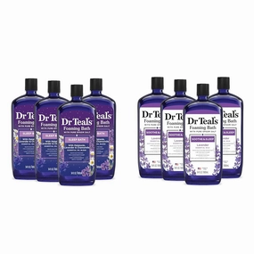 Dr Teal's Foaming Bath Bundles with Pure Epsom Salt, Sleep Blend with Melatonin, Lavender & Chamomile Essential Oils, 34 fl oz (Pack of 4) and Soothe & Sleep with Lavender, 34 fl oz (Pack of 4)