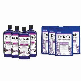Dr Teal's Foaming Bath with Pure Epsom Salt, Black Elderberry with Vitamin D, 34 fl oz (Pack of 4) (Packaging May Vary) & Pure Epsom Salt, Soothe & Sleep with Lavender, 3 lb (Pack of 4)