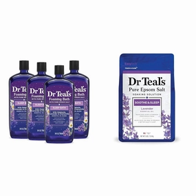 Dr Teal's Foaming Bath with Pure Epsom Salt, Sleep Blend with Melatonin & Epsom Salt Soaking Solution, Soothe & Sleep, Lavender, 3lbs (Packaging May Vary)