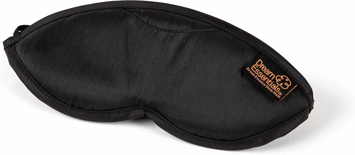 Dream Essentials Dream Essence Aromatherapy Sleep Mask, Handmade in The USA, Comes with Removable Organic French Lavender Sachet (Midnight Black)