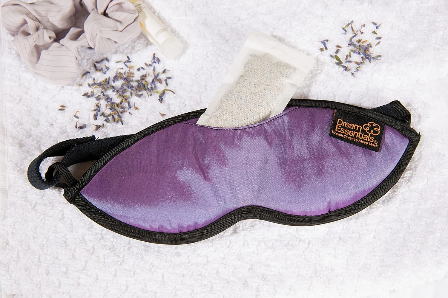Dream Essentials Dream Essence Aromatherapy Sleep Mask, Handmade in The USA, Comes with Removable Organic French Lavender Sachet (Midnight Black)