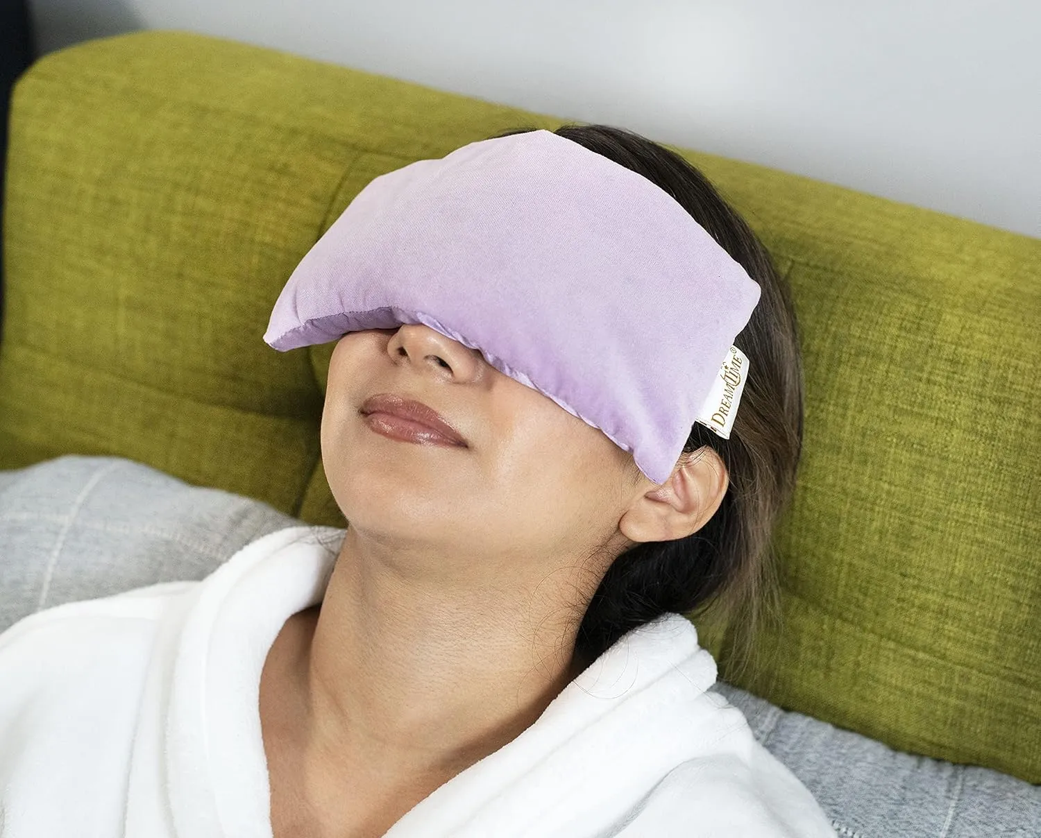 DreamTime Weighted Eye Pillow, Flaxeed Filling with Lavender Aromatherapy, Herbal Face and Sleep Mask, Cold Therapy, Soft Silky Spa Pillow for Relaxation and Meditation, Purple