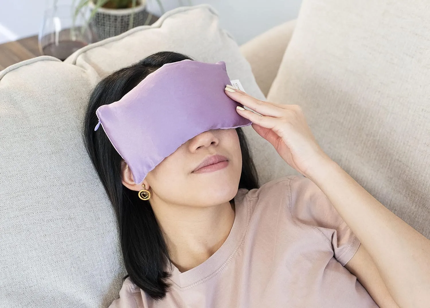 DreamTime Weighted Eye Pillow, Flaxeed Filling with Lavender Aromatherapy, Herbal Face and Sleep Mask, Cold Therapy, Soft Silky Spa Pillow for Relaxation and Meditation, Purple