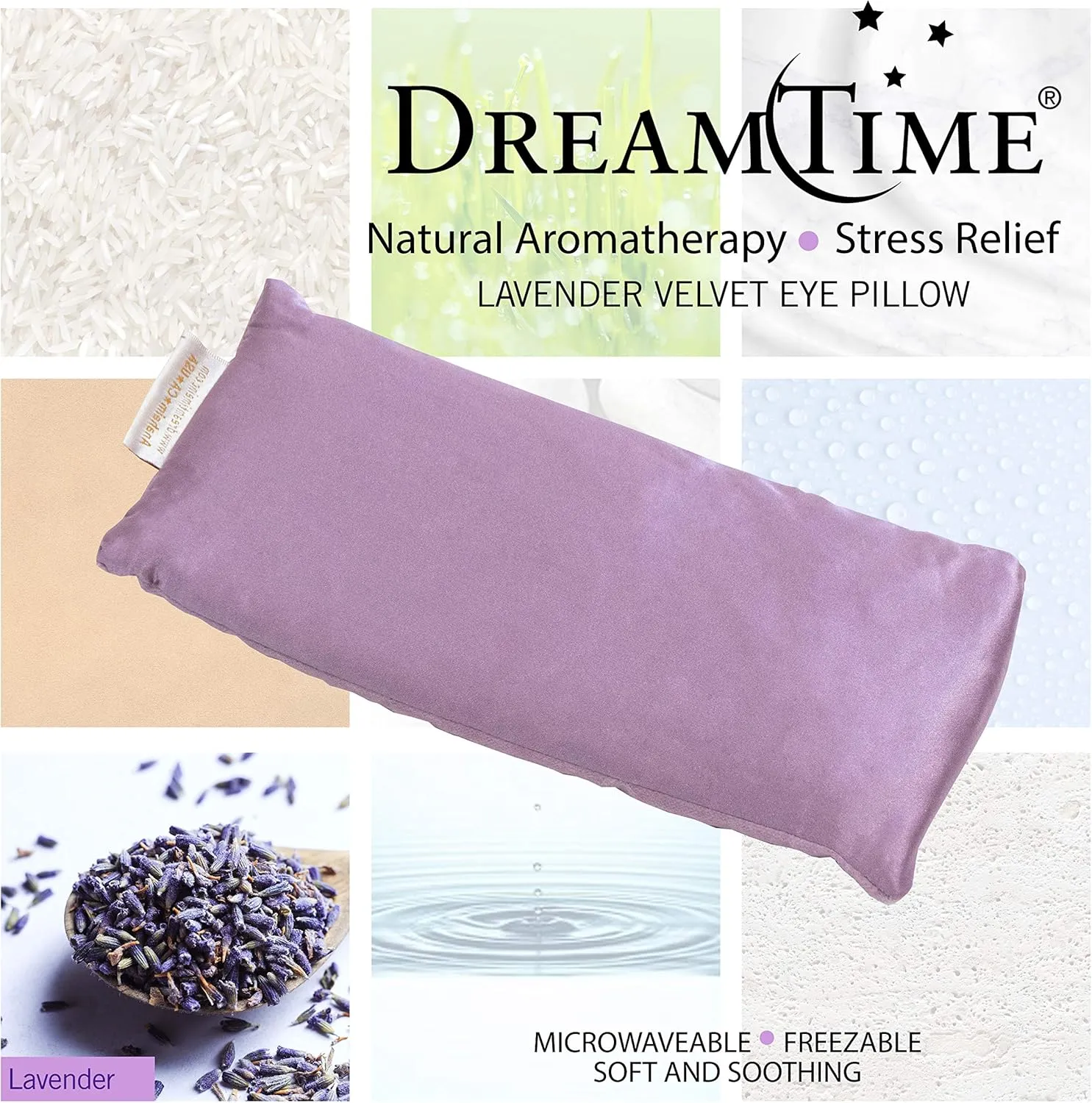 DreamTime Weighted Eye Pillow, Flaxeed Filling with Lavender Aromatherapy, Herbal Face and Sleep Mask, Cold Therapy, Soft Silky Spa Pillow for Relaxation and Meditation, Purple