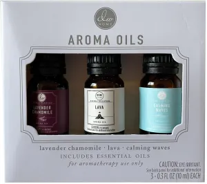 DW Gift Set of Aroma Oils, 3 Scented Essential Oils - Lavender Chamomile, Lave, Calming Waves, Each 0.3 fl oz