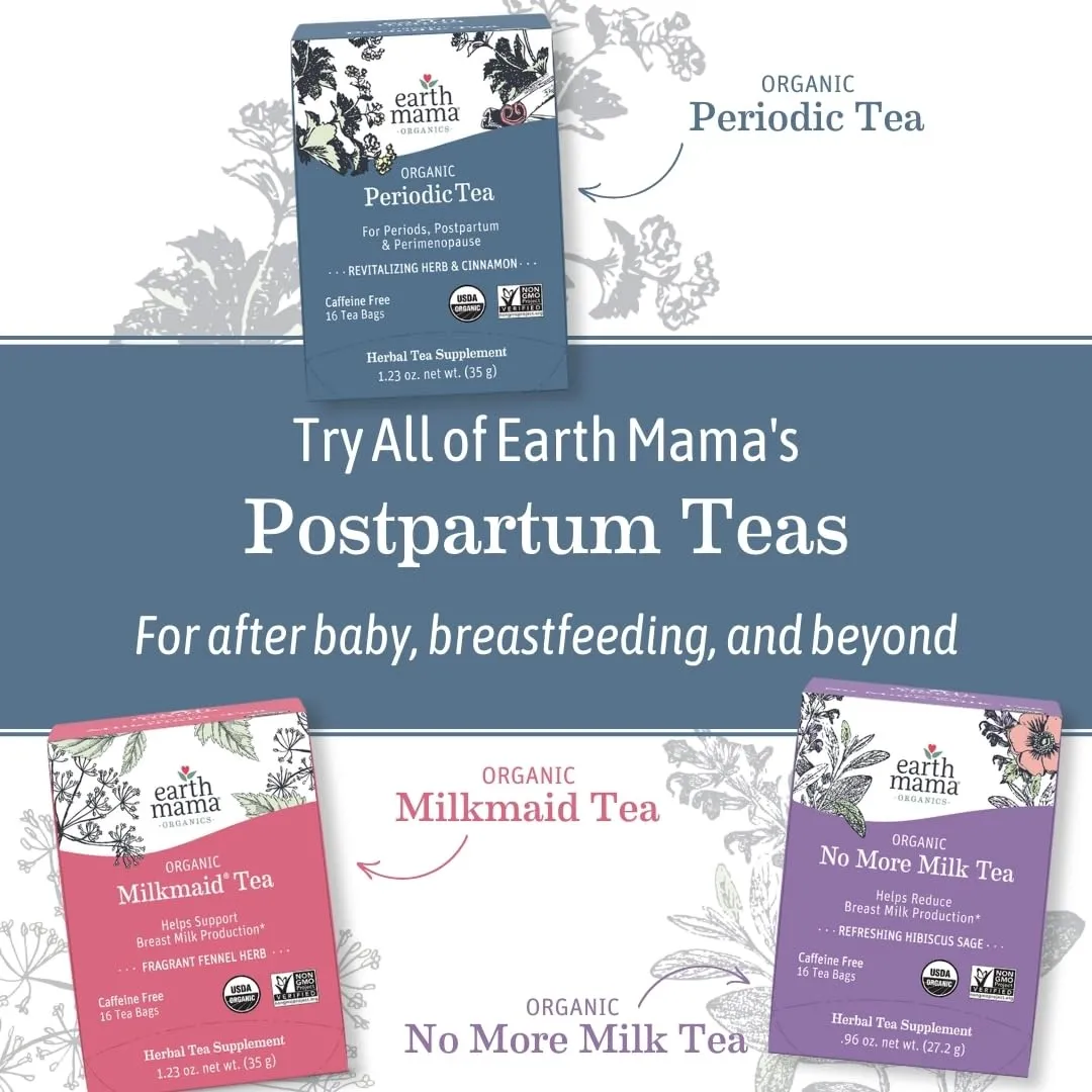Earth Mama Organic Peaceful™ Tea | Stress Less! Calming, Relaxing Herbal Blend Safe for Pregnancy & Beyond, 16 Teabags Per Box (6-Pack)