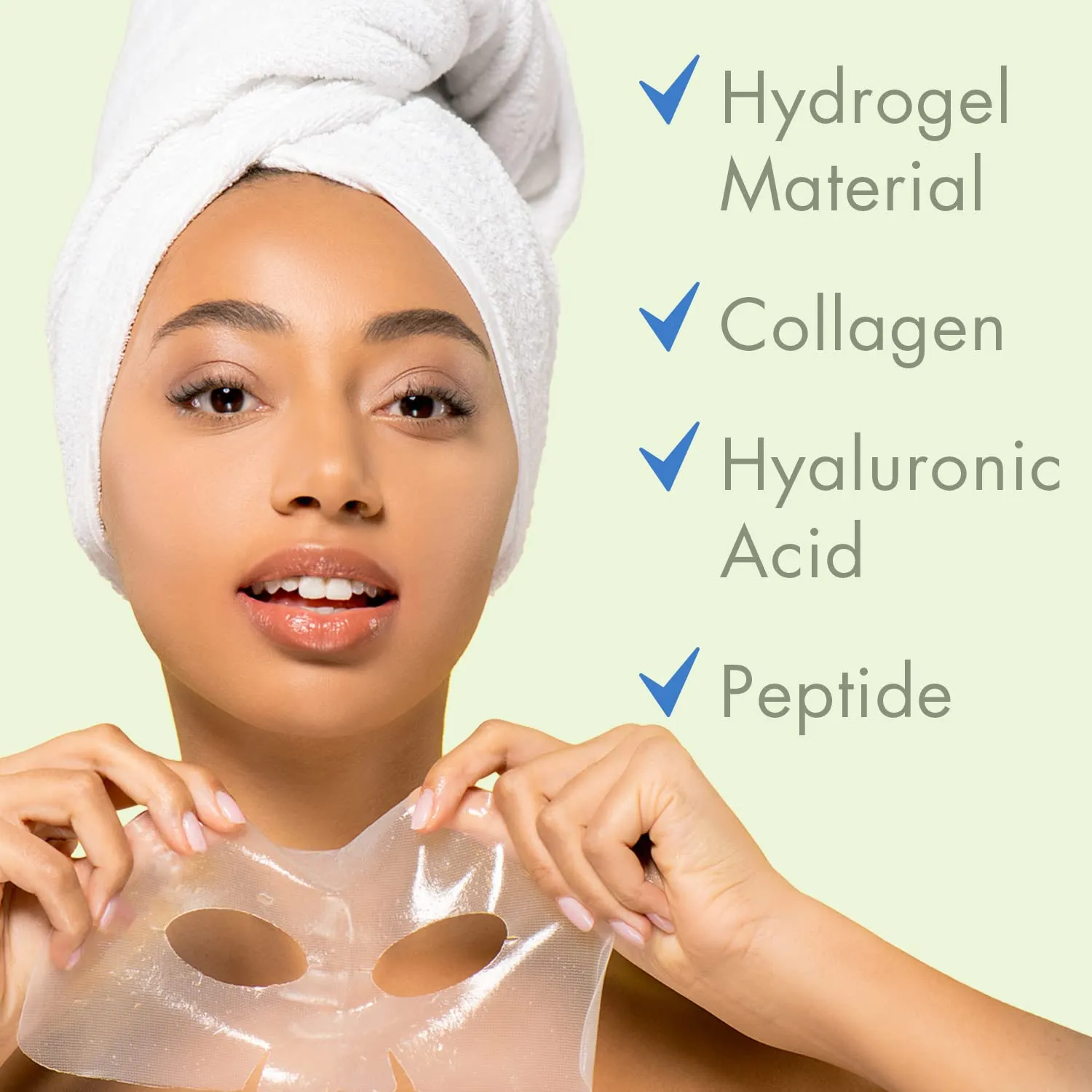 Ebanel 10-Pack Hydrogel Collagen Face Mask, Instant Brightening Hydrating Facial Masks Sheet Mask for Firming, Lifting Anti Aging Anti Wrinkle with Hyaluronic Acid, Peptide, Aloe Vera, Vitamin C & E
