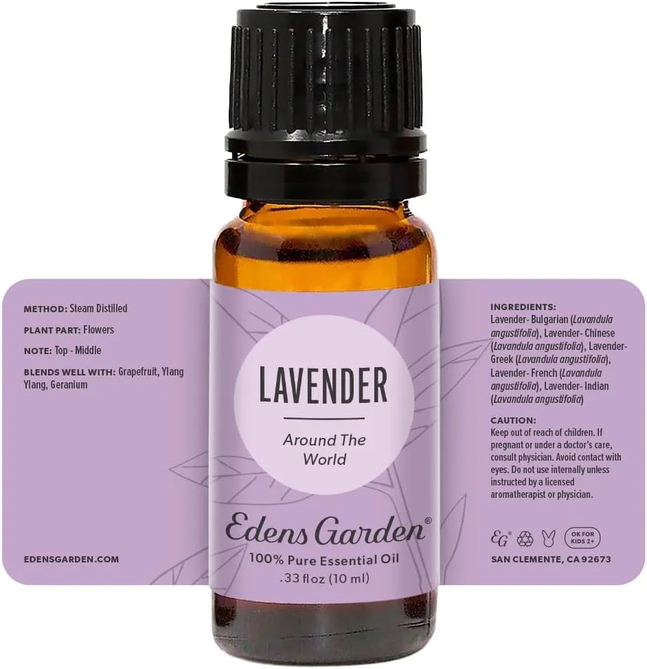 Edens Garden Lavender Around The World Essential Oil- 100% Pure Premium Grade, Undiluted, Natural, Therapeutic, Aromatherapy, The Best for Diffuser, Skin, Face, Candle 10 ml (.33 fl oz)