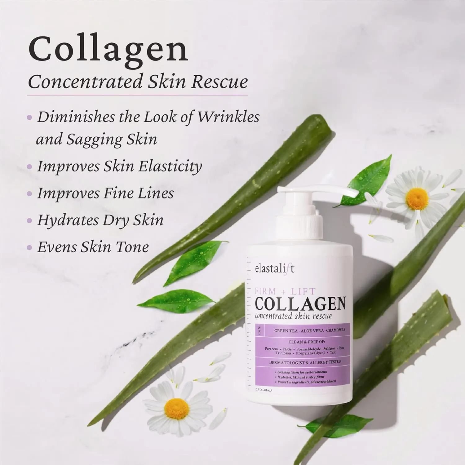 Elastalift Collagen Cream Fragrance Free Body Lotion & Face Moisturizer For Women & Men | Collagen Lotion | Skin Tightening Cream | Skin Firming   Tightening Lotion | Crepey Skin Care Treatment, 2PC