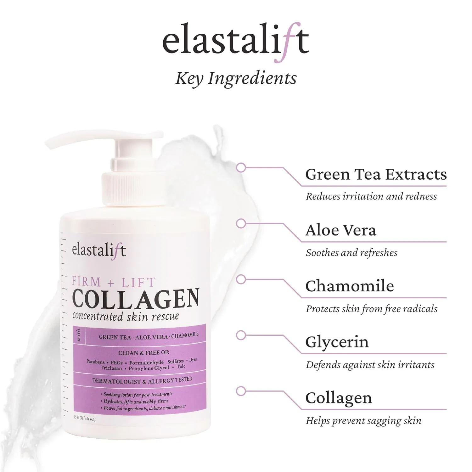 Elastalift Collagen Cream Fragrance Free Body Lotion & Face Moisturizer For Women & Men | Collagen Lotion | Skin Tightening Cream | Skin Firming   Tightening Lotion | Crepey Skin Care Treatment, 2PC