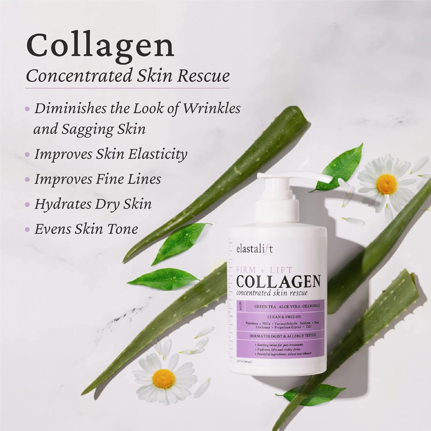 Elastalift Collagen Body Cream   Hyaluronic Acid Lotion Skin Care Set, Anti Aging Face & Body Moisturizer Dry Skin Rescue Creams For Wrinkle Control, Lifting, Firming, & Tightening Skin, 2-Pack