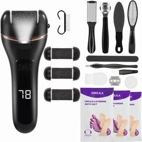 Electric Foot Callus Remover &Lavender Foot Soak Salts Set,Foot Care & Callus Remover Pedicure Set Includes 17 in 1 Foot Care Tools,Foot File for Dead Skin,Professional Pedicure Tools