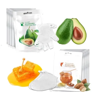 Elitzia 10 Packs Foot Mask Hand Mask Hydrating 5 Pairs Gloves & 5 Pairs Socks Masks Moisturizing Coconut Oil Honey Almond Extract Repairing Masks Peeling Mask Women Dry Cracked Gift Set ETMM03