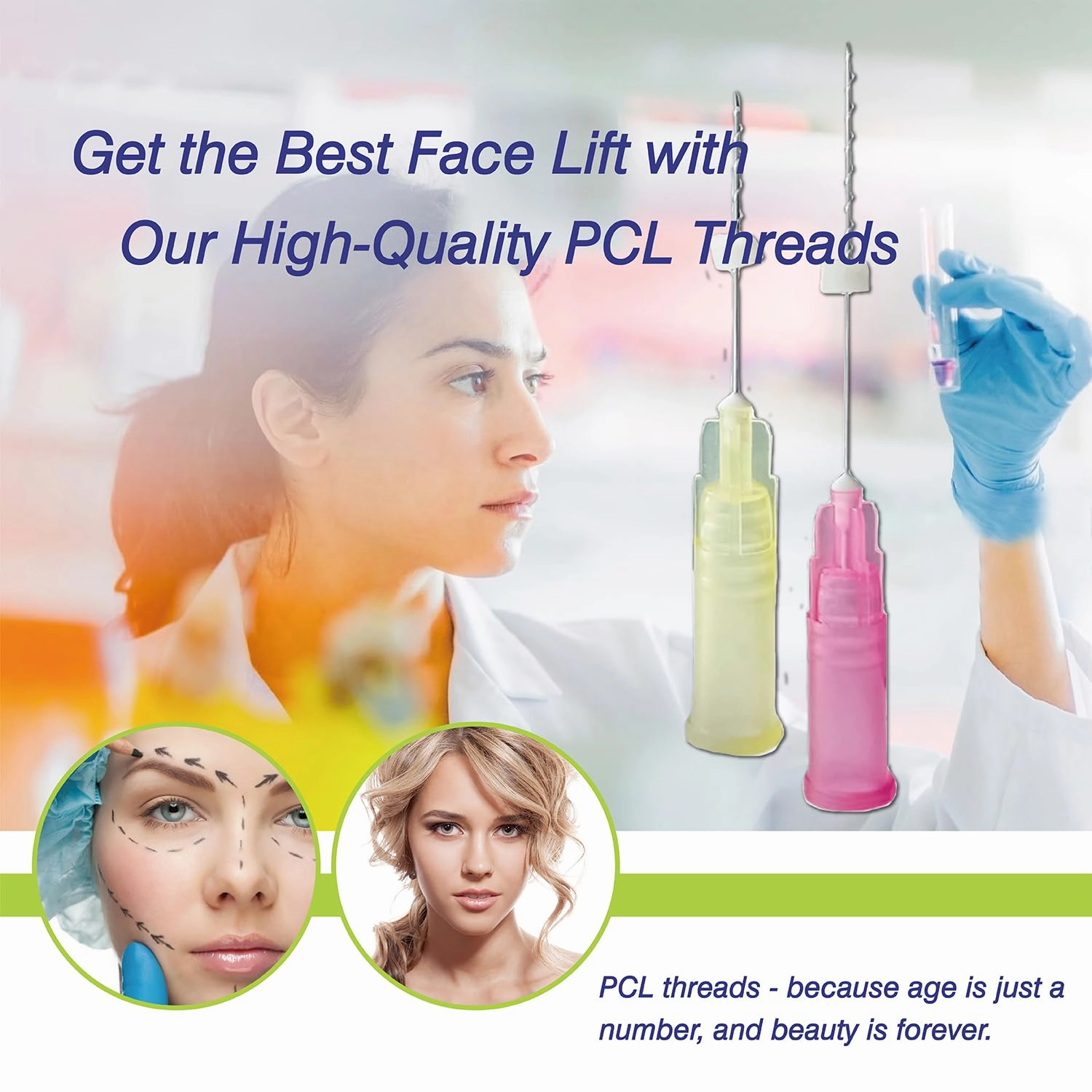 elves PCL Threads for Face Pcl Screw Thread Lift 29G38mm Mono Screw Type Face Lifting 20Pcs Facial Thread Smoothing Wrinkles with Sharp Tip