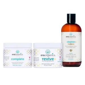 Era Organics Face Scrub, Wash & Cream - Microdermabrasion Scrub, Manuka Honey Face Wash & 12-in-1 Face Moisturizer – Moisturize, Exfoliate & Rejuvenate – pH Balanced, Sulfate-Free, All Skin Types