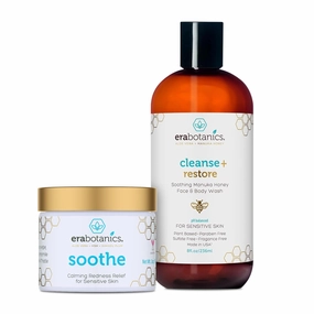 Era Organics Redness Relief Cream & Face Wash – Soothing Anti-Redness Moisturizer   Manuka Honey Face Wash for Sensitive Skin – Calming Face Care Bundle for Redness, Dryness & Irritation