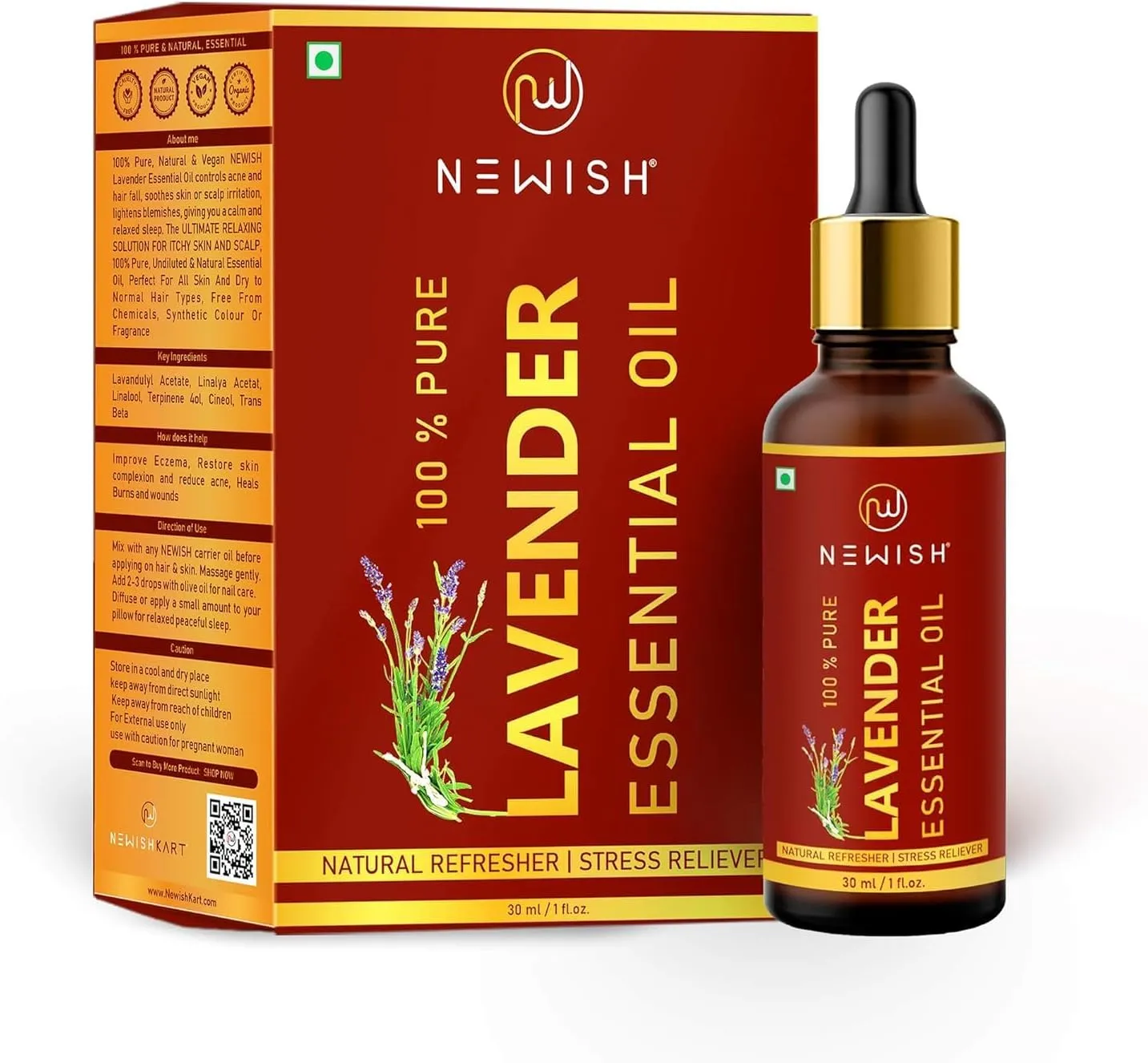 Essential Oil 100% Pure, Undiluted, Natural & Organic for Skin, Hair, Pimples, Acne, T Zone & Underarm,High Potency Premium Essential Oil Lavender, 30 ml