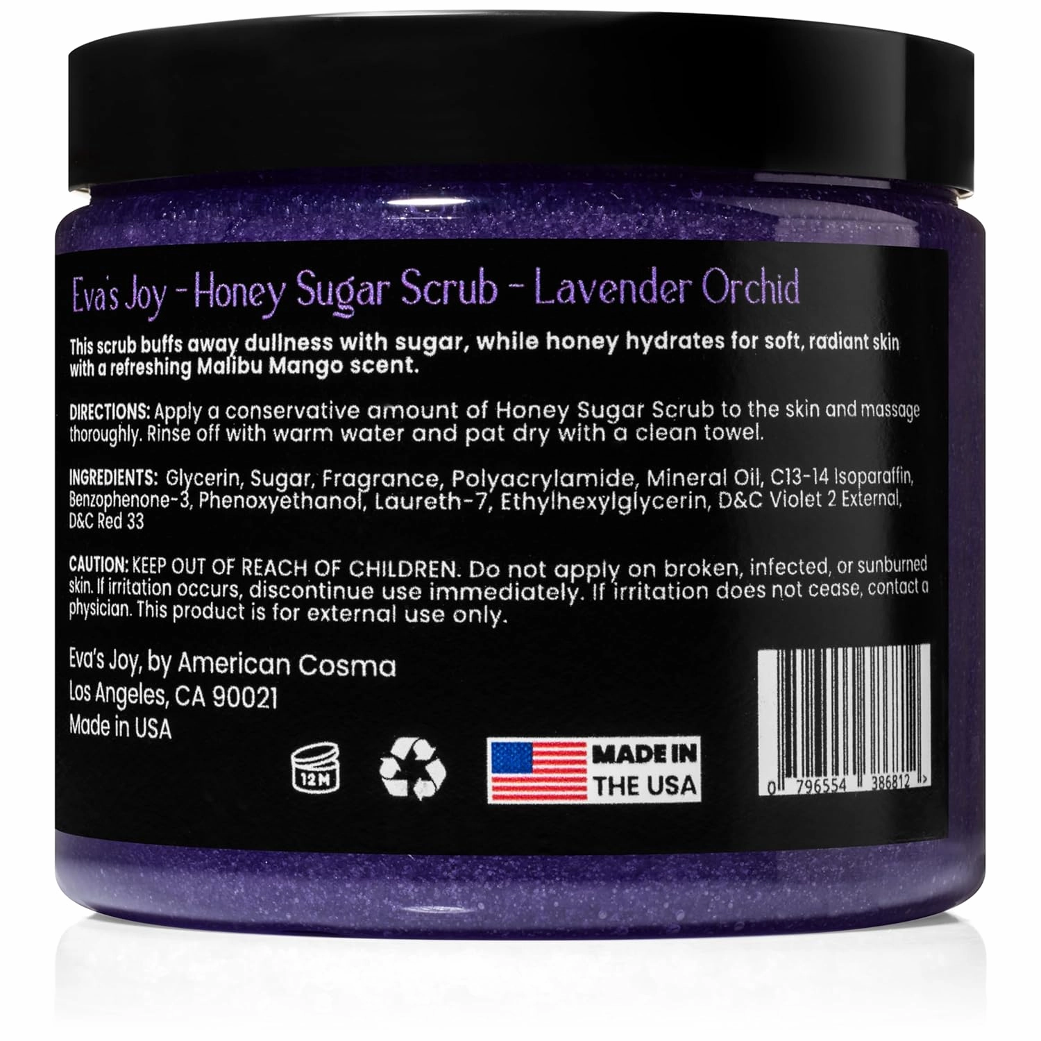 Eva’s Joy Lavender Orchid Sugar Scrub, Hydrating & Exfoliating, Moisturizing & Skin-Smoothing, Reduces Rough Patches, Gentle Body Scrub, 16 oz