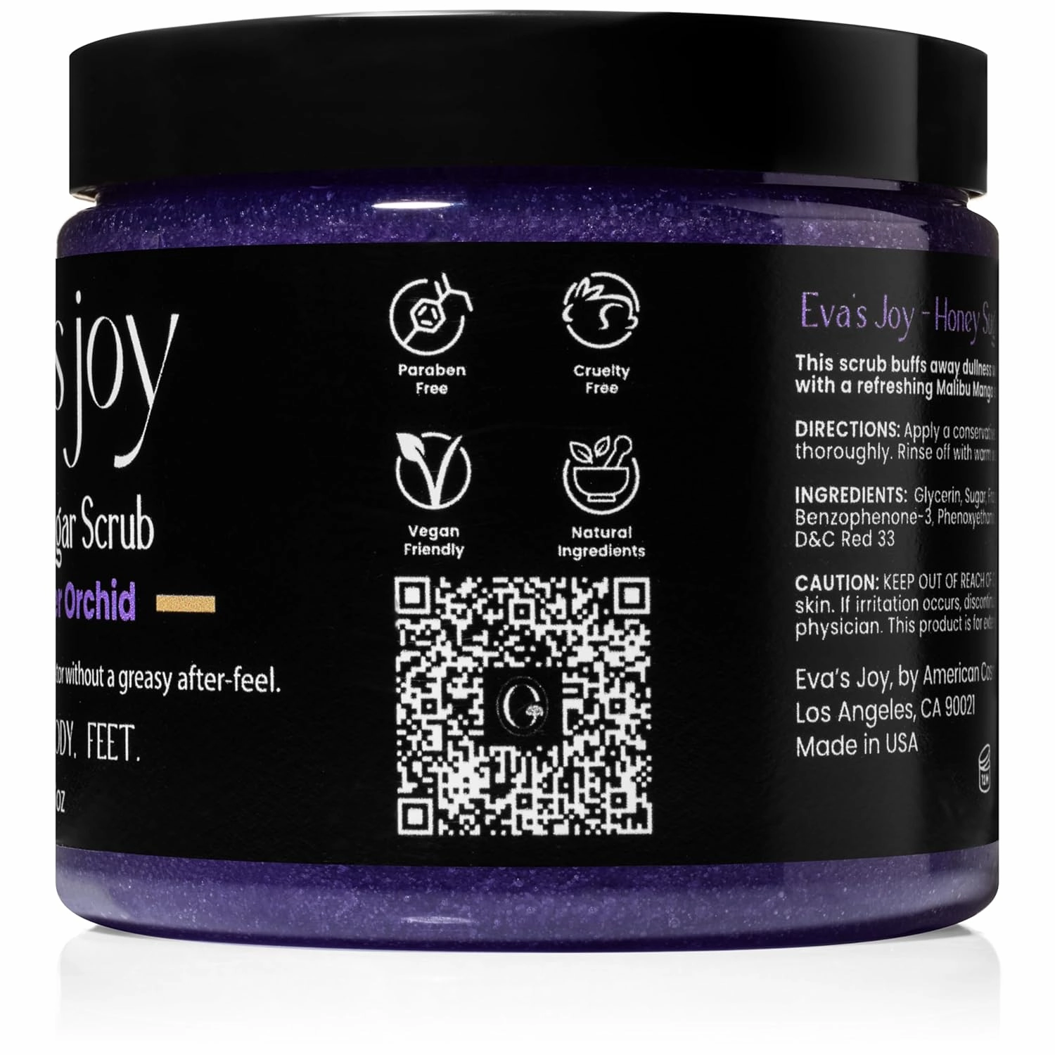Eva’s Joy Lavender Orchid Sugar Scrub, Hydrating & Exfoliating, Moisturizing & Skin-Smoothing, Reduces Rough Patches, Gentle Body Scrub, 16 oz