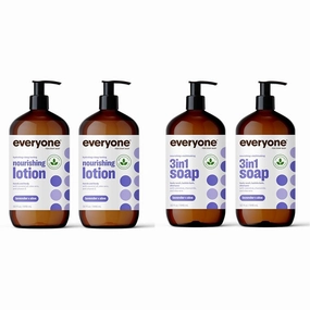 Everyone Nourishing Hand and Body Lotion, 32 Ounce (Pack of 2), Lavender and Aloe & 3-in-1 Soap, Body Wash, Bubble Bath, Shampoo, 32 Ounce (Pack of 2), Lavender and Aloe