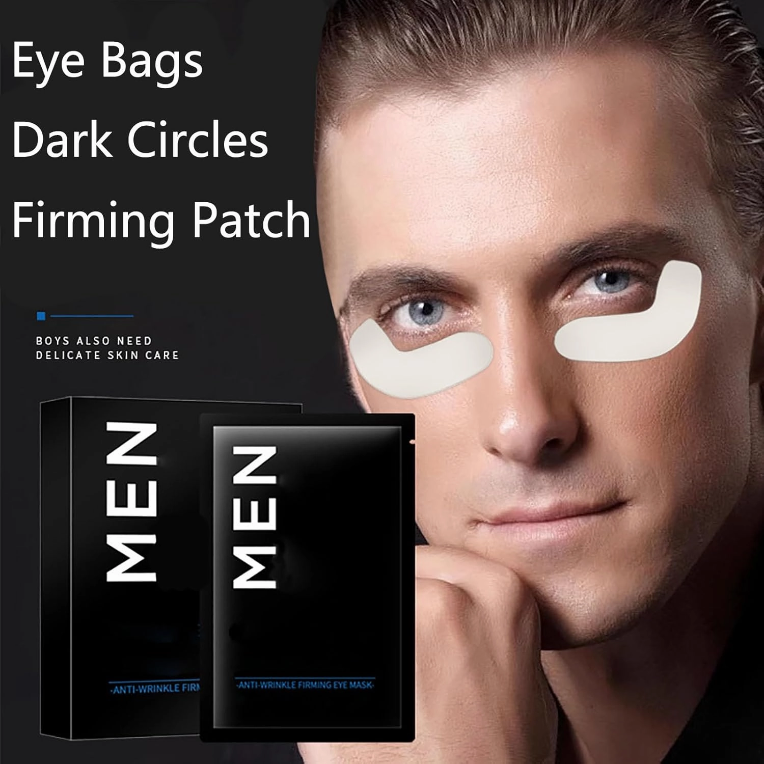 Eye Bags Dark Circles Firming Patch, Japanese Eye Bag Removal Patches, Men Eye Bag Remover Patch, 15 Minutes First Aid Eye Mask for Men, Anti Wrinkle Firming Eye Patch Men (3box)
