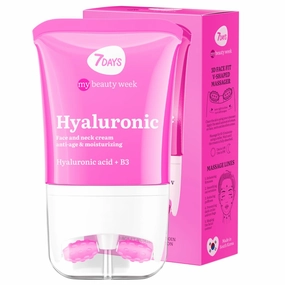 Face Hydrating Cream with Hyaluronic Acid - Korean Skincare Face Moisturizer - Face and Neck Firming Cream for Women with Vitamin C - Anti Puffiness Skin Tightening Roller Massager, 80ml