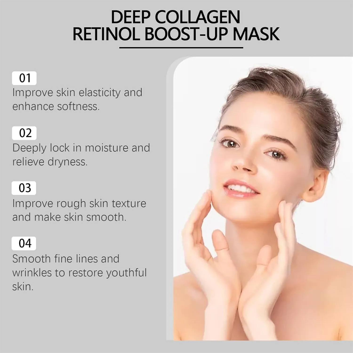 Facelift Collagen Mask - Korea's Face Waist Trainer, 3-In-1 Bluile Retinol Lift-Up Mask With Chin Strap, Korean Facelift Collagen Mask for Firming & Lifting Anti-Aging (5Pcs)