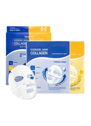 FARMSTAY Hydrogel Face Mask Duo – Collagen   Vitamin – Melting Gel Sheet for Deep Hydration, Firming & Radiance | Non-Slip Overnight Pack for Restorative At-Home Skincare | 4 Sheets(2 ea*each)