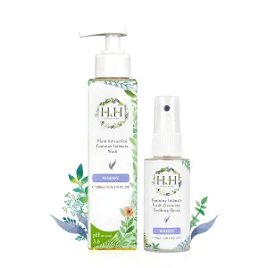 Feminine Wash   Vaginal Deodorant Spray - Natural Essential Oil Scent pH Balance Vaginal Wash HH Herb&Health-(Woody)