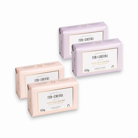Fer à Cheval Organic French Lavender and Rose Petal Perfumed Bath Soap Bars, 125g