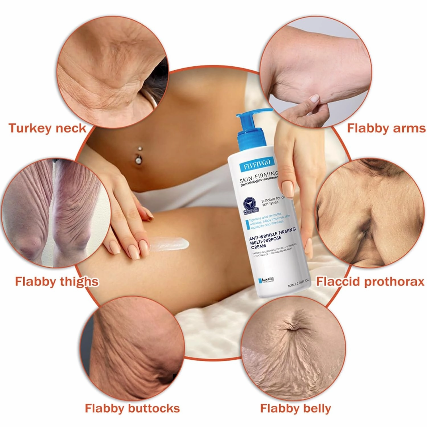 Fivfivgo Ultra Firming & Revitalizing Cream，Advanced New Fivfivgo Skin Firming Cream, Body Lotion Moisturizer, Face Lotion & Body Cream-Renew Skin Firmness for All Skin Types (3Bottles, 60ml)