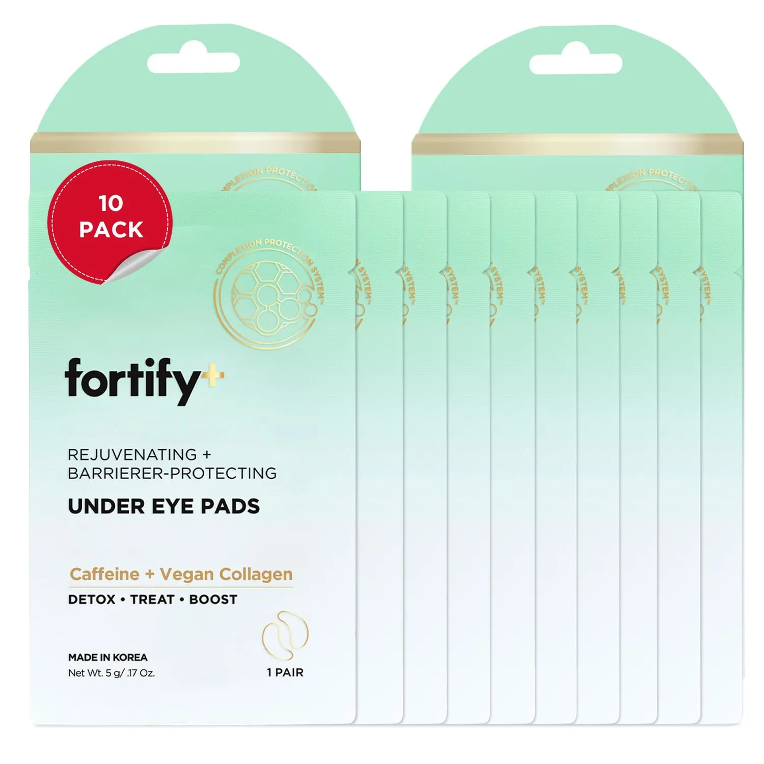 Fortify 9-in-1 Korean Under Eye Pads with Zeolite - Anti Dark Circles & Puffy Eyes Treatment, Dermatologist Tested - 10 Pairs (2 Pack)