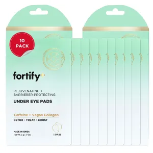 Fortify 9-in-1 Korean Under Eye Pads with Zeolite - Anti Dark Circles & Puffy Eyes Treatment, Dermatologist Tested - 10 Pairs (2 Pack)