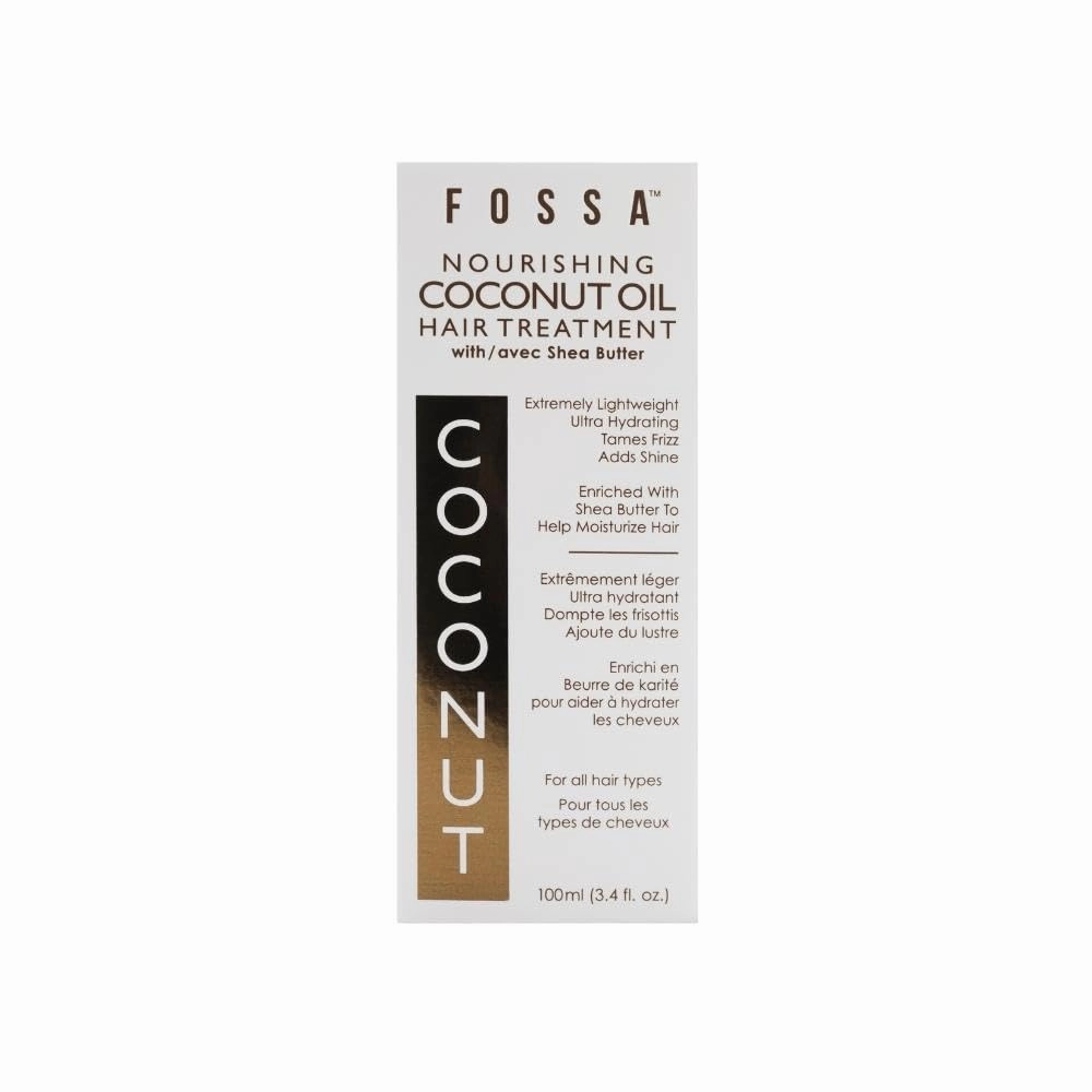 Fossa Nourishing Coconut Oil Hair Treatment with Shea Butter | Lightweight, Paraben Free, Prevents Split Ends, Reduces Breakage, Adds Shine & Frizz Control for All Hair Types | 100ml, 3.4 fl. oz.