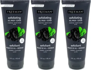 Freeman Facial Charcoal & Black Sugar Polish Mask, 3 Count (Pack of 1)