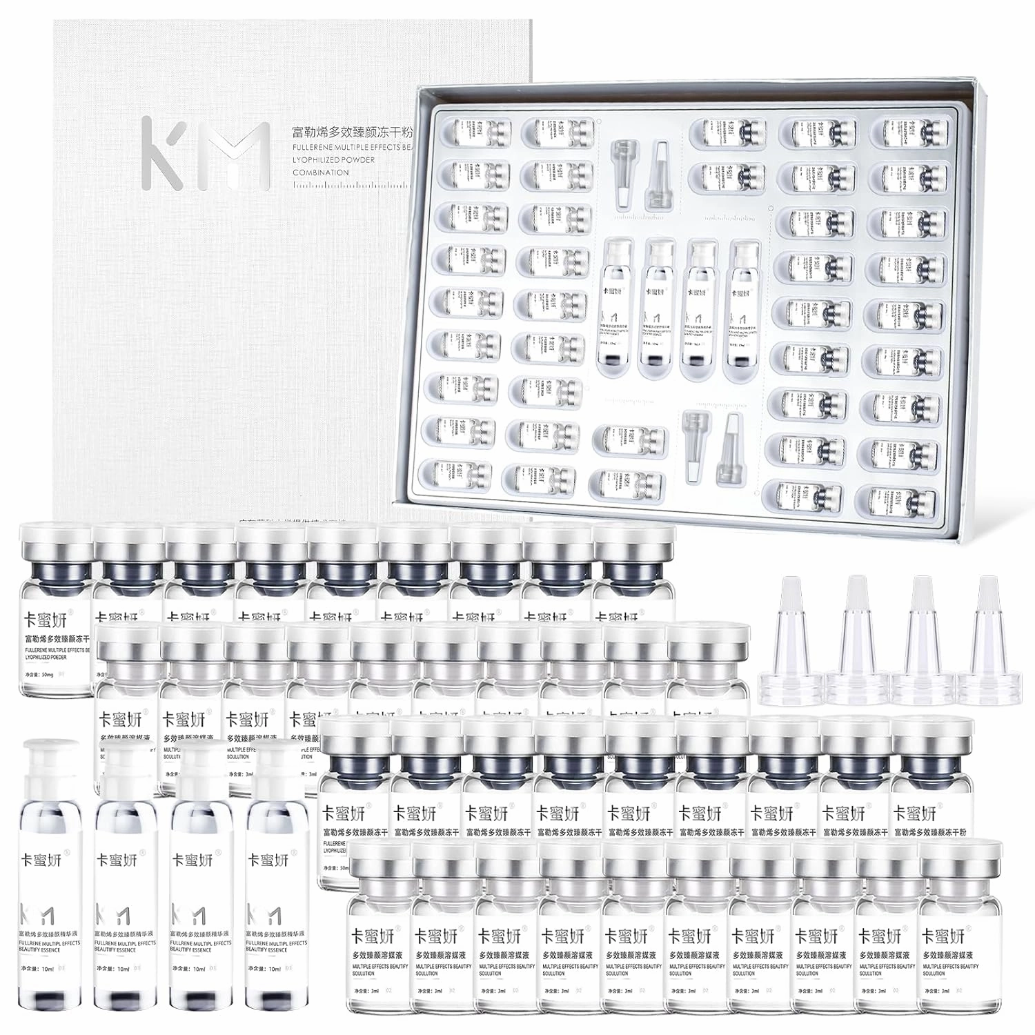 Fullerene Collagen Multi-Active Serum,Microneedling,Instant Face and Eye Lift,44 Vials of Newly Upgraded Moisturizing Serum