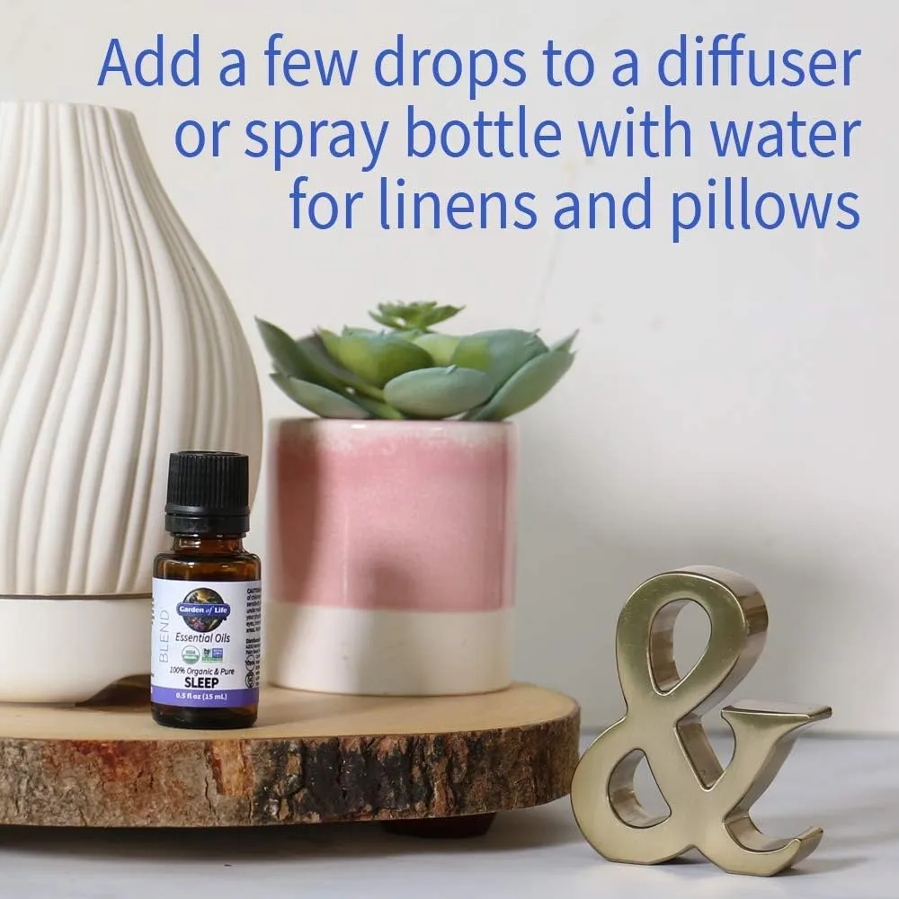 Garden of Life Essential Oils, 100% Organic and Pure Lavender Essential Oil Plus Ylang Ylang & Chamomile - Sleep Blend for Diffusers, Home, Skin & Body Care - Calming, Relaxing, Peaceful, 0.5 fl oz