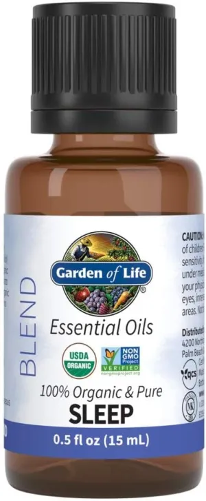 Garden of Life Essential Oils, 100% Organic and Pure Lavender Essential Oil Plus Ylang Ylang & Chamomile - Sleep Blend for Diffusers, Home, Skin & Body Care - Calming, Relaxing, Peaceful, 0.5 fl oz