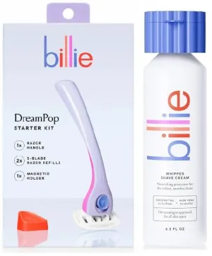 Gift Set: Billie Women’s Razor Kit - 1 Handle   2 x 5-Blade Refills   Magnetic Holder and Whipped Shave Cream - Lavender & Bergamot Scent - 6.5 fl oz (DreamPop)