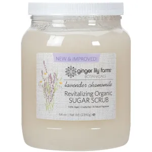 Ginger Lily Farms Botanicals Revitalizing Organic Sugar Scrub, All-Natural Skin Exfoliating Sugar Crystals, 100% Vegan & Cruelty-Free, Lavender Chamomile, 64 oz.
