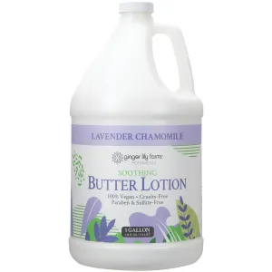 Ginger Lily Farms Botanicals Soothing Butter Lotion for Dry Skin, 100% Vegan & Cruelty-Free, Lavender Chamomile Scent, 1 Gallon Refill (128 fl oz)