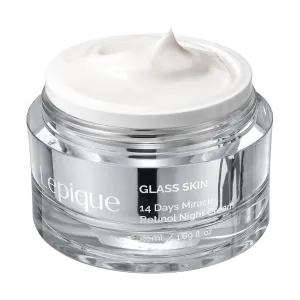 GLASS SKIN 14Days Miracle Retinol Night Cream 1.69oz - Korean Skincare Retinol for Face and Neck - Collagen, Centella - Anti aging Skin Cream, Moisturizer Face Cream (Unscented, with Spatula)