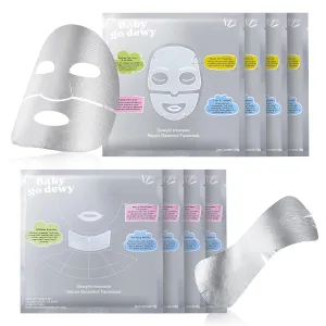 GleamFoil Intensive Hydrate Face & Neck Masks  – Collagen‑Peptide Face Mask Sheets for Moisturizing, Firming & Lifting Care 8 Count(4 Face Masks   4 Neck Masks)