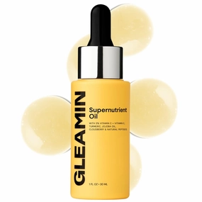 Gleamin Brightening Face Oil with Vitamin C, Vitamin E, Jojoba Oil, Cloudberry, Peptides & Turmeric – Hydrating, Skin Firming for Dull Skin & Dark Spots | Fragrance-Free Facial Oil, 1 fl