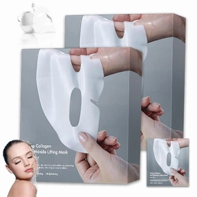 Glowskins Mascarilla Nocturna De Colágeno, Glowskins Collagen Overnight Mask, Glowskins Bio Collagen Mask, Facial Sheet Masks with Low Molecular Weight Collagen for Moisturizing (2 Boxes/8 Pieces)