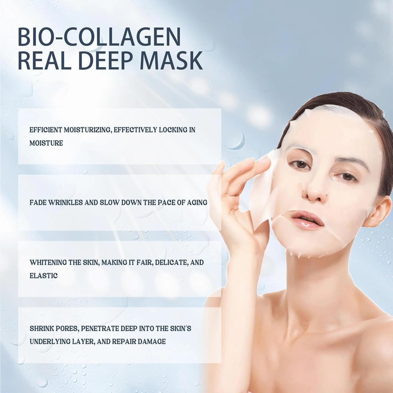 Glowskins Mascarilla Nocturna De Colágeno, Glowskins Collagen Overnight Mask, Glowskins Bio Collagen Mask, Facial Sheet Masks with Low Molecular Weight Collagen for Moisturizing (2 Boxes/8 Pieces)
