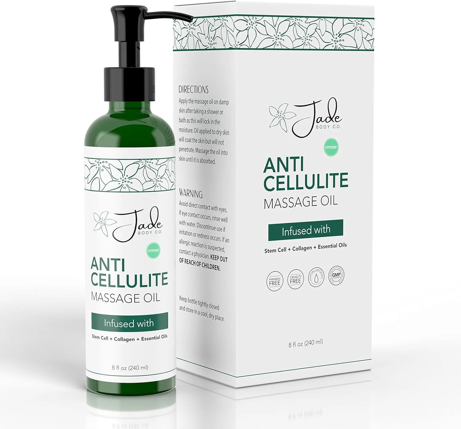 Gold & Black Anti Cellulite Massage Oil for Massage Therapy - Collagen and Stem Cell Skin Tightening Cellulite Cream for Women - 8 Fl Oz by Divine